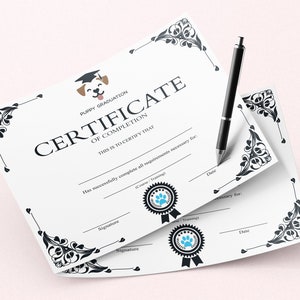 PRINTABLE Blank PDF, Puppy Dog Graduation Certificate Template, Puppy ...
