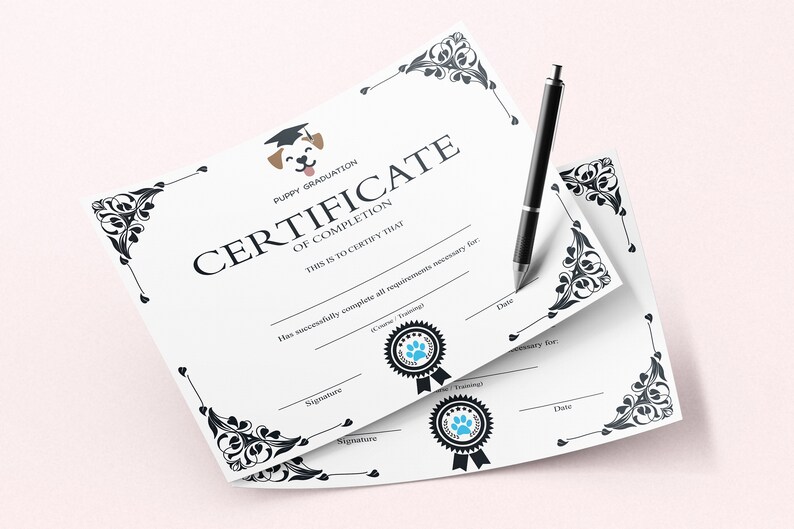 PRINTABLE Blank PDF Puppy Dog Graduation Certificate | Etsy