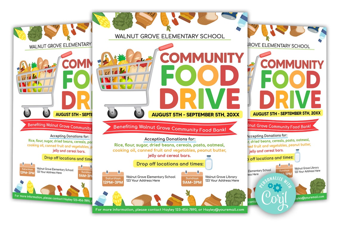 Editable Food Drive Flyer School Church Fundraiser Invite - Etsy