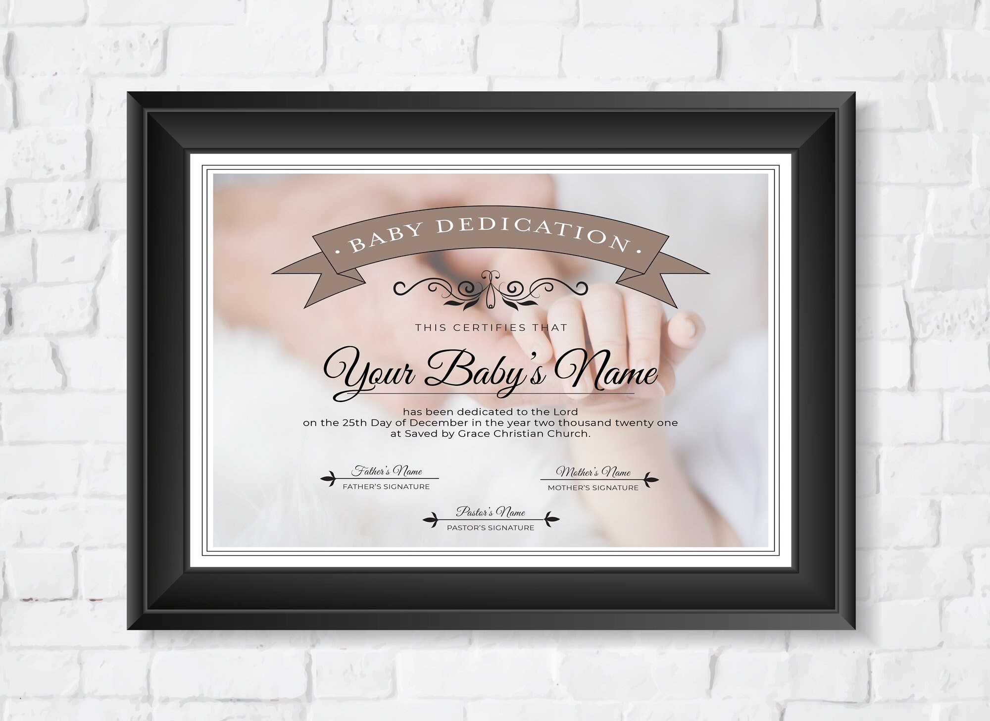 Bapteme Garcon Certificate Baby Dedication Card X 11 Inch