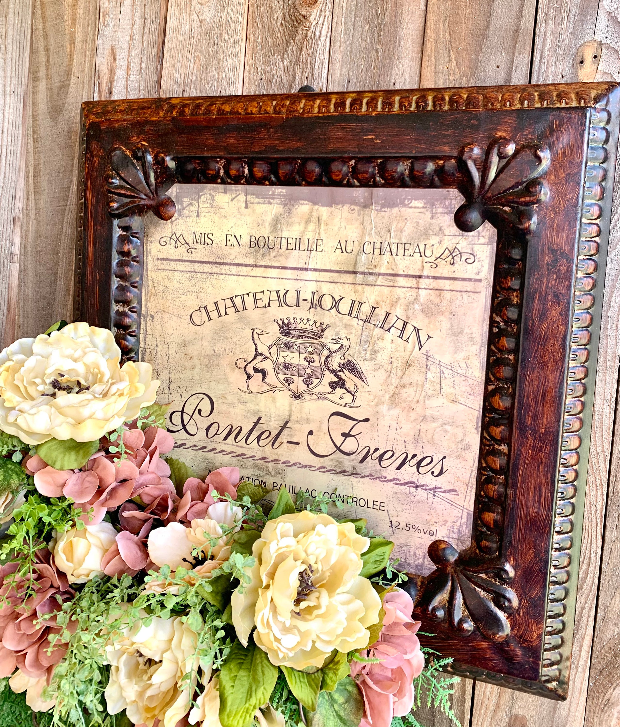 Cottage Style Floral Wall Decor, French Country Floral Wall Hanging, Cream Peonies Wall Decor