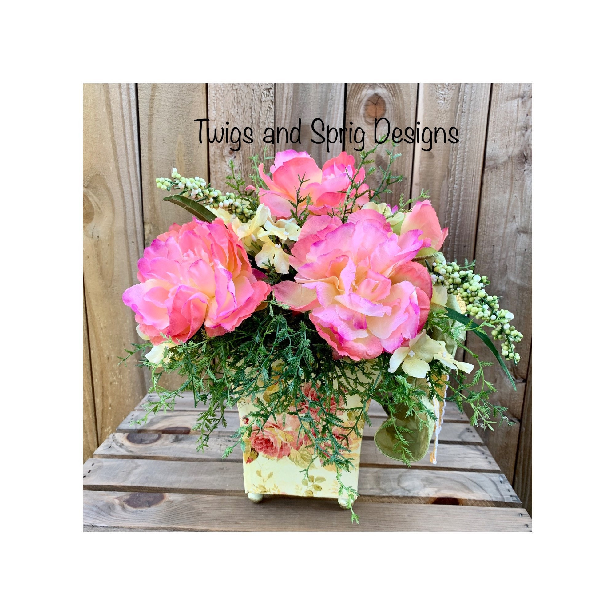 Spring Floral Centerpiece Pink Home Decor Mothers Day Gift French Country Pink Arrangement Everyday Floral Decor Gift for Her