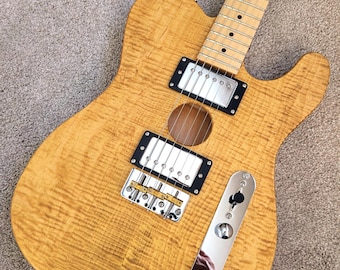 RD Custom Handmade Telecaster Style 1/4" Flame Maple Top with Alder Hollow Body Electric Guitar. Made in USA