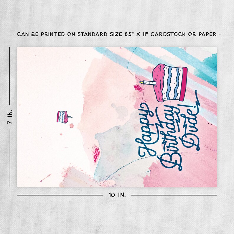 Happy Birthday Dude Printable Card Birthday Card for Him or Etsy