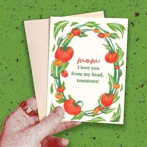 Modelo de Canva de Tomate para o Dia das Mães | Cartão de Tomate para Imprimir | Cartão de Saudação Personalizado | Download Digital DIY | Cartão de Dia das Mães Ilustrado