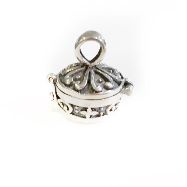 Sterling Silver Prayer Box Pendant, Prayer Locket with chain