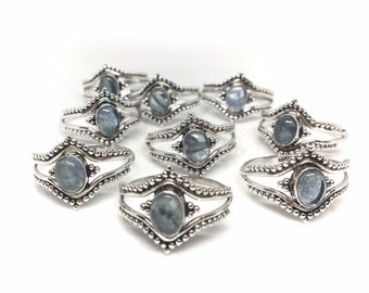 Sterling Silver Blue Fluorite ring, colors range from Gray Blue to Aqua