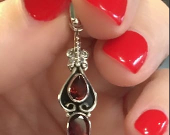 Garnet Necklace, Sterling Silver,  Pendant with or Without Chain Included, January Birthstone, Gift for Mom, Gift for woman