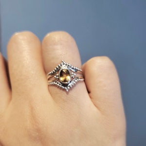 Sterling Silver Citrine Ring, boho & hippie, faceted-Please Read Full Description image 8