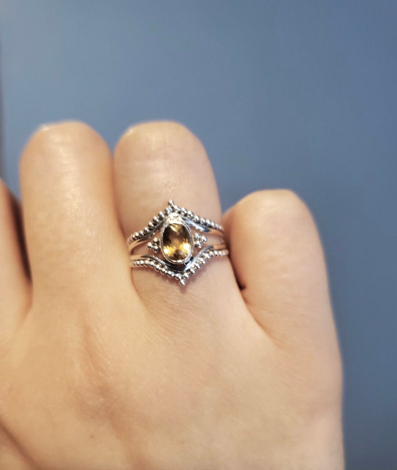 Sterling Silver Citrine Ring, boho & hippie, faceted-Please Read Full Description image 8