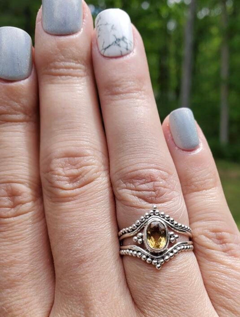 Sterling Silver Citrine Ring, boho & hippie, faceted-Please Read Full Description image 7
