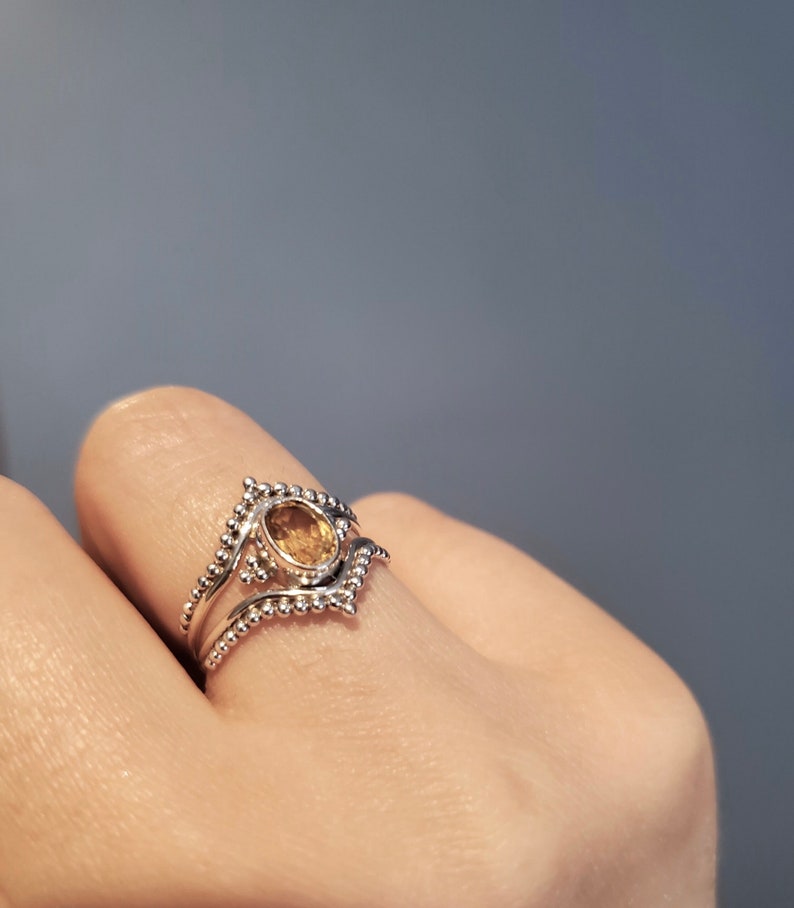 Sterling Silver Citrine Ring, boho & hippie, faceted-Please Read Full Description image 5