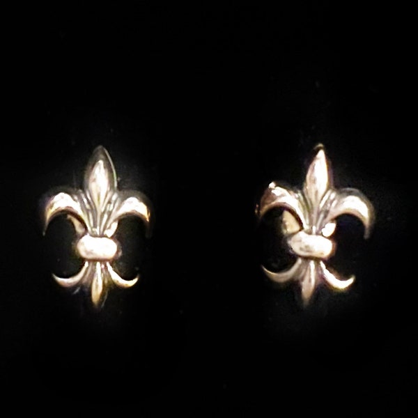 Fleur-De-Lis earrings, Sterling Silver Fleur-De-Lys stud earrings, well made, solid