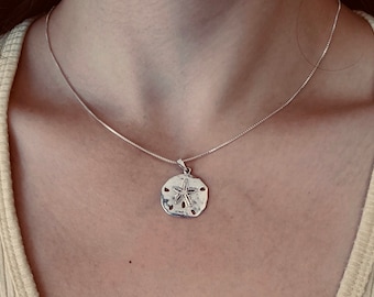Sand Dollar Necklace-Sterling Silver- Beach Jewelry-Pendant with 18" Sterling Silver Chain included, shell pendant