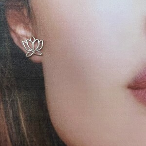 Sterling Silver Lotus Flower Stud Earrings