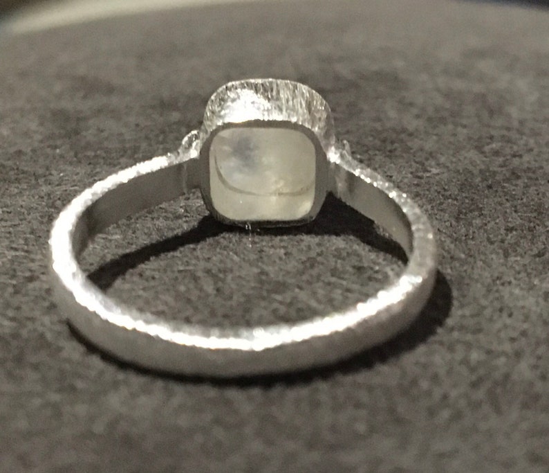 Unique Satin Finish-please see all photos Moonstone Ring Sterling Silver Cushion Cut