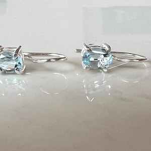 Blue Topaz Earrings, Sterling Silver drop dangle earrings, classic style