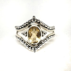 Sterling Silver Citrine Ring, boho & hippie, faceted-Please Read Full Description image 4