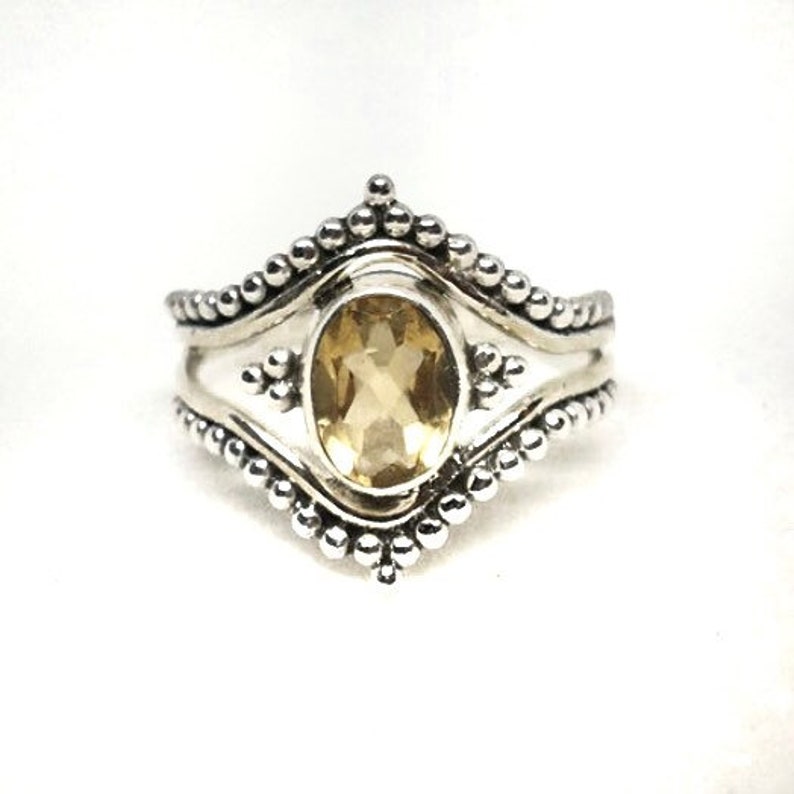 Sterling Silver Citrine Ring, boho & hippie, faceted-Please Read Full Description image 4