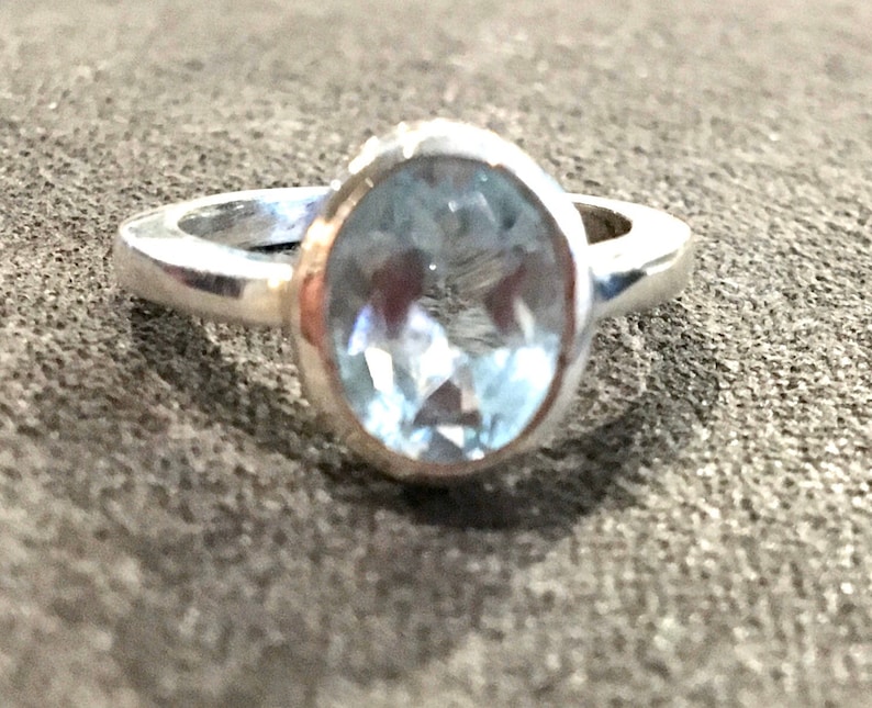 Sterling Silver Blue Topaz December Birthstone Ring