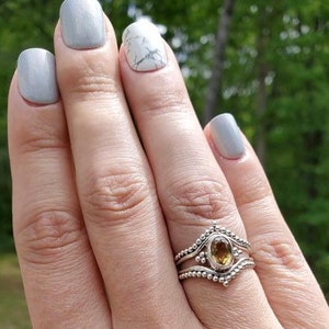 Sterling Silver Citrine Ring, boho & hippie, faceted-Please Read Full Description image 3