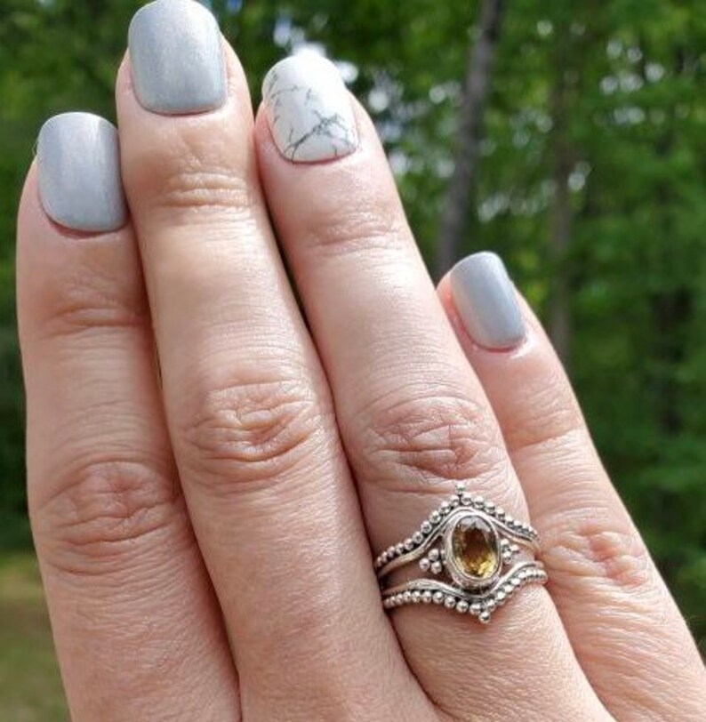 Sterling Silver Citrine Ring, boho & hippie, faceted-Please Read Full Description image 3