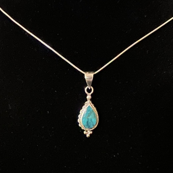 Turquoise Necklace, Sterling Silver, Small Pendant, with or without chain