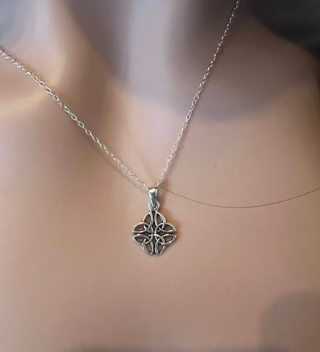 Sterling Silver Curved Celtic Pendant Necklace main image 0