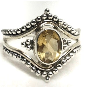 Sterling Silver Citrine Ring, boho & hippie, faceted-Please Read Full Description image 2