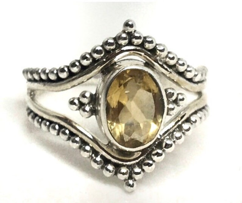 Sterling Silver Citrine Ring, boho & hippie, faceted-Please Read Full Description image 2