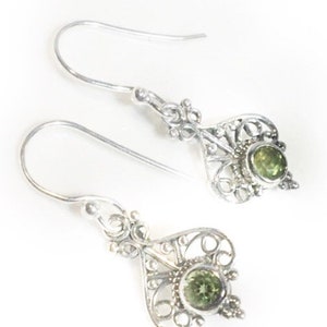 Peridot Earrings Sterling Silver, Peridot Hippie Boho Style, Drop Dangle, August Birthstone