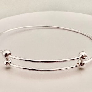 Bangle, Adjustable Sterling Silver Bracelet, Expands 7.25”-8.25”