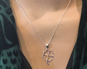 Shamrock Pendant Sterling Silver, 4 leaf clover, four leaf clover, good luck charm