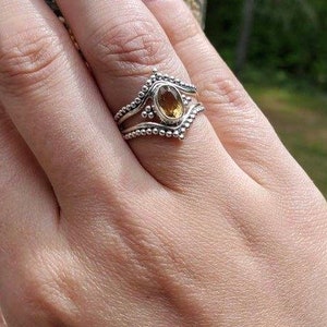 Sterling Silver Citrine Ring, boho & hippie, faceted-Please Read Full Description image 1