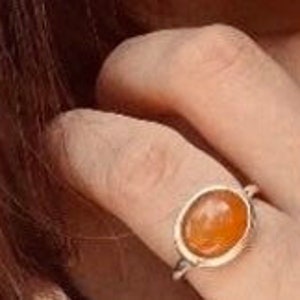 Sterling Silver Genuine Carnelian ring Minimalist Ring, Horizontal ring Size 5,6,7,8,9