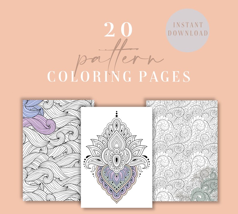 Coloring Book Pages 20 Different Designs Procreate Etsy