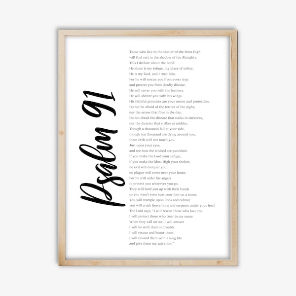 Psalm 91 Scripture Wall Art, He Who Dwells In The Shelter, Bible Verse Artwork For Your Christian Home Decor