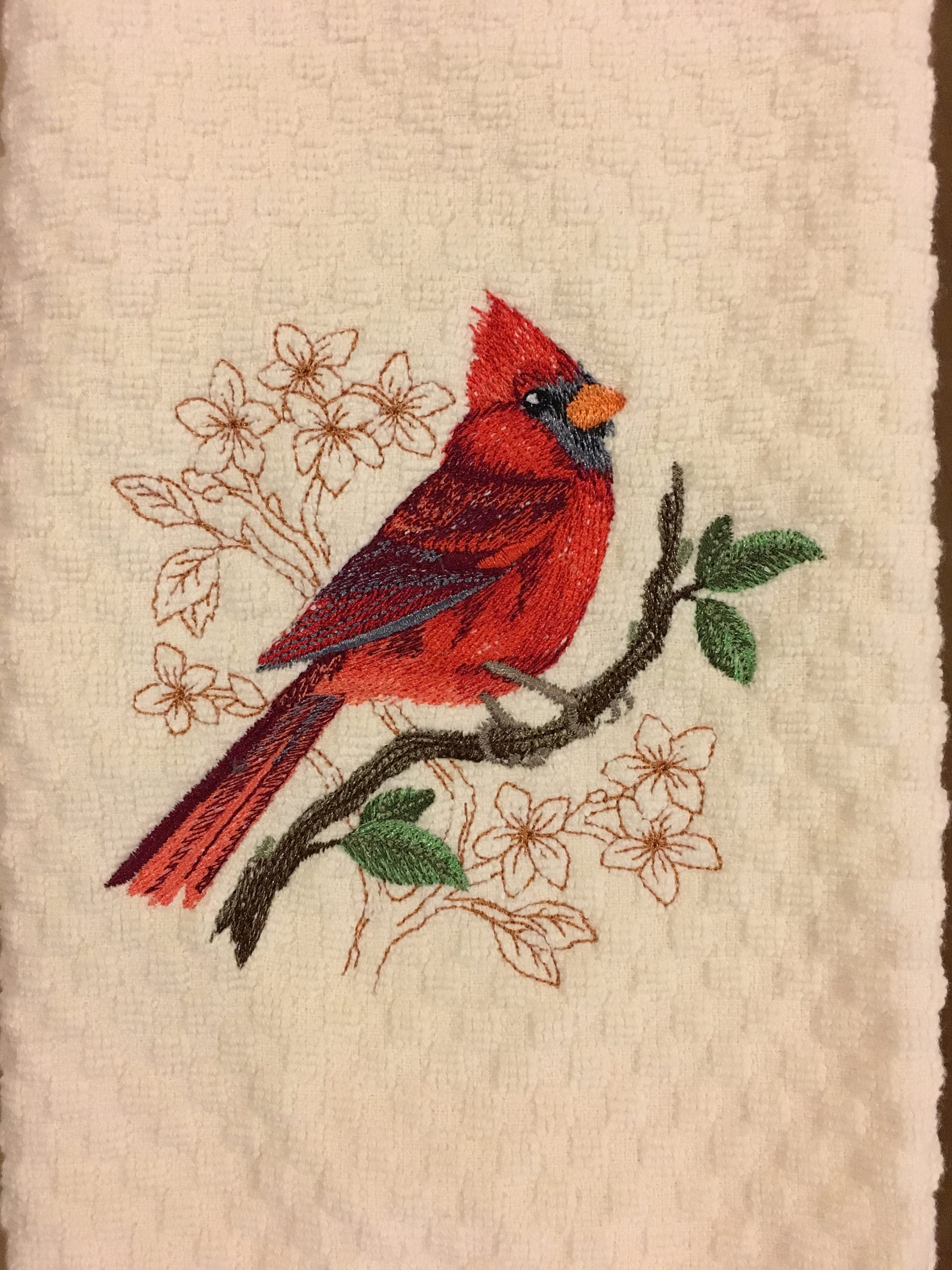 Embroidered Backyard Birds Cardinal, Goldfinch, Bluebird, Robin