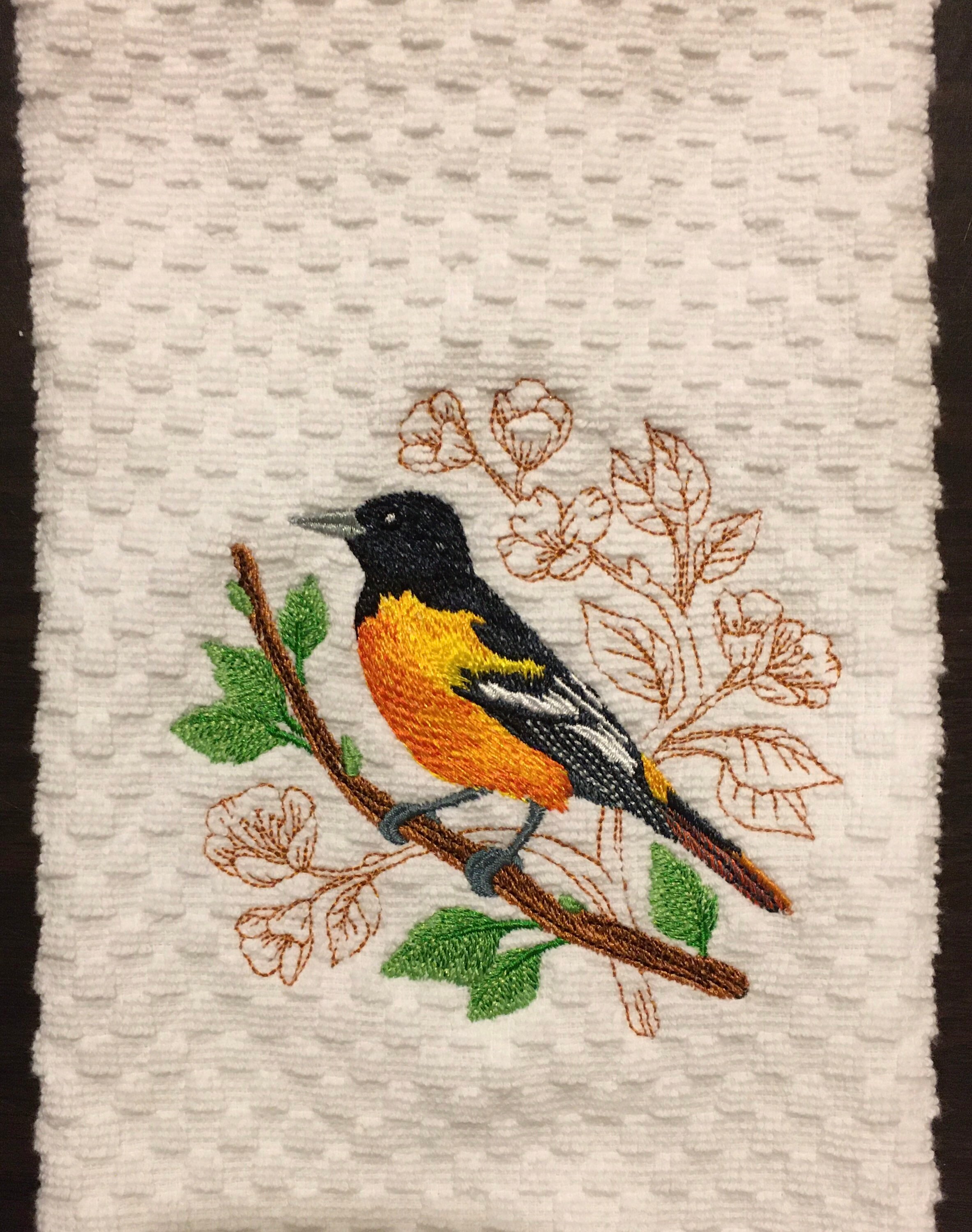 Embroidered Backyard Birds Cardinal, Goldfinch, Bluebird, Robin
