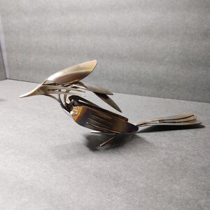 Bird Silverware Sculpture with Crown