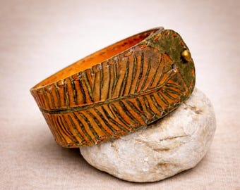 Handmade Leather Cuff Bracelet One of a Kind Genuine Leather Artisan Jewelry Gift