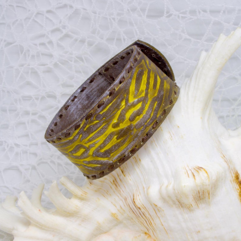Mens Leather Bracelet Hand Painted Bracelet for Men Unisex Jewelry Mens Gift Ideas Husband Birthday Gift for Dad Ideas for him Unique Gifts