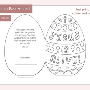 Printable Easter card | Christian Easter craft | Bible crafts for kids | Sunday school coloring page | Printable Easter Bible crafts