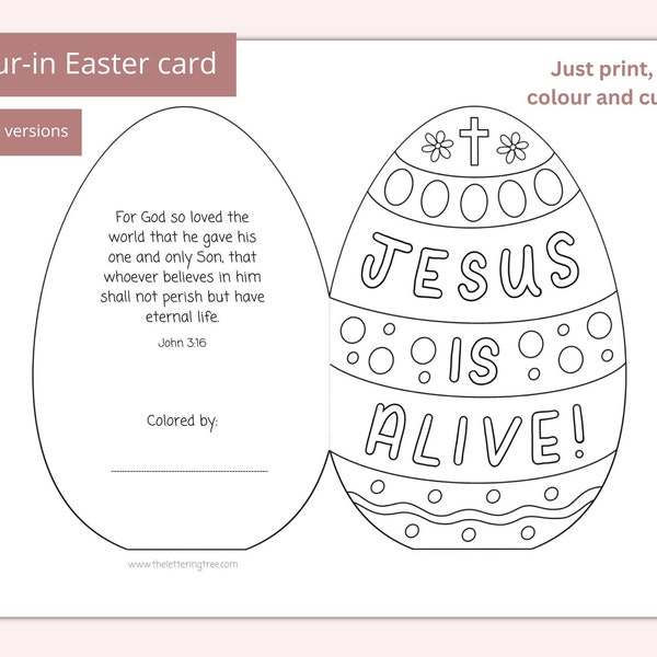 Printable Easter card | Christian Easter craft | Bible crafts for kids | Sunday school coloring page | Printable Easter Bible crafts