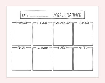 Printable Meal Planner | Weekly meal plan printable | Hand drawn planner insert | Meal tracker | Daily food diary | Food journal