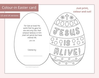 Printable Easter card | Christian Easter craft | Bible crafts for kids | Sunday school coloring page | Printable Easter Bible crafts