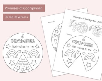 Printable promises of God spinner craft | Bible verse crafts | God's promises | Sunday school activity | Bible coloring | Christian kids