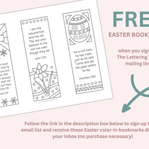 May include: Free printable Easter bookmarks with coloring pages featuring religious quotes and images. The bookmarks include verses from John 3:16, John 11:25, and Matthew 28:6.