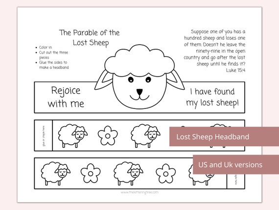 Printable Lost Sheep Headband | The Parable of the Lost Sheep | Kids Bible crafts | Sunday school activities | Preschool coloring