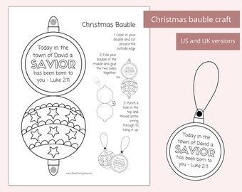 Printable Christmas craft | Bible verse Christmas coloring | Sunday school activity | Christmas kids craft | Messy Church